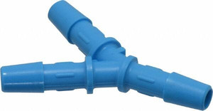 Made in USA 1/4" Barb, HDPE Single Barbed Tube Y Connector Male, Blue Y0-4AGHDPE - 41007121