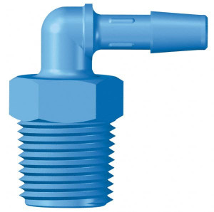 Made in USA 1/4" Barb, 1/4 NPT, HDPE Single Barbed Tube Threaded Elbow Male, Blue L4-4AGHDPE - 41006560