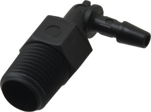 Made in USA 1/8" Barb, 1/8 NPT, Nylon Single Barbed Tube Elbow Male, Black L2-2BN - 48713465