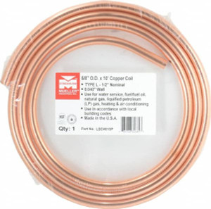 Mueller Industries 10 ft. Long, 5/8" OD x 0.42" ID, Copper Seamless Tube 0.04" Wall Thickness, 0.285 Ft/Lb LSC4010P - 09346990