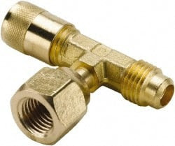 Parker Hannifin 500 Max psi, 1/4 Tube OD, Forged Flare Female Branch Tee Access Valve Brass AVTS6-4 - 56546468