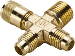 Parker Hannifin 1/4-18 Male Pipe, 500 Max psi, 5/16" Tube OD, Forged Male Cross Access Valve Brass AVC1-4 - 56546336