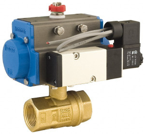 Bonomi 1/2" Pipe, 600 psi WOG Rating Brass Pneumatic Spring Return with Solenoid Actuated Ball Valve PTFE Seal, Full Port, 150 psi WSP Rating, NPT End Connection 8P0082-C1 1/2 - 63546949