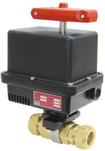 Gemini Valve 1/2" Pipe, 1,000 psi WOG Rating Brass Electric Actuated Ball Valve Reinforced PTFE Seal, Standard Port, TYLOK (Compression) End Connection 820416C8615120A - 86443256