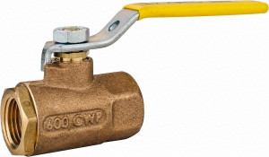 Apollo Valves 1/2" Pipe, Standard Port, Bronze Standard Ball Valve 2 Piece, Inline - One Way Flow, FNPT x FNPT Ends, Lever Handle, 600 WOG, 125 WSP 70-103-01 - 37009743