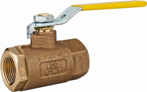 Apollo Valves 3/4" Pipe, Standard Port, Bronze Standard Ball Valve 2 Piece, Inline - One Way Flow, FNPT x FNPT Ends, Lever Handle, 600 WOG, 125 WSP 70-104-01 - 37009750