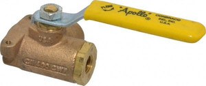 Apollo Valves 1/4" Pipe, Standard Port, Bronze Standard Ball Valve Three Way, FNPT x FNPT x FNPT Ends, Lever Handle, 400 WOG 7060101 - 73305773