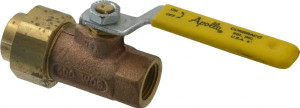 Apollo Valves 1/2" Pipe, Bronze Single Union Ends Ball Valve Inline - One Way Flow, FNPT x FNPT Ends, Lever Handle, 600 WOG, 150 WSP 70-303-01 - 37014792