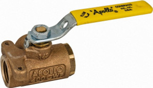 Apollo Valves 1/2" Pipe, Standard Port, Bronze Standard Ball Valve Three Way, FNPT x FNPT x FNPT Ends, Lever Handle, 400 WOG 70-603-01 - 37009909