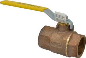 Apollo Valves 1-1/2" Pipe, Standard Port, Bronze Standard Ball Valve 2 Piece, Inline - One Way Flow, FNPT x FNPT Ends, Lever Handle, 600 WOG, 125 WSP 70-107-01 - 37009784