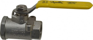 Apollo Valves 1/2" Pipe, Stainless Steel Standard Ball Valve 2 Piece, Inline - One Way Flow, FNPT x FNPT Ends, Lever Handle, 2,000 WOG, 150 WSP 76-103-01A - 37011509