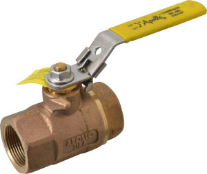 Apollo Valves 1-1/4" Pipe, Bronze Standard Ball Valve 2 Piece, Inline - One Way Flow, FNPT x FNPT Ends, Locking Lever Handle, 600 WOG 70 106 2741 - 37010428