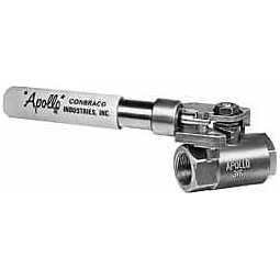 Apollo Valves 3/8" Pipe, Stainless Steel Standard Ball Valve 2 Piece, Inline - One Way Flow, FNPT x FNPT Ends, Deadman Lever (Spring Return to Close) Handle, 2,000 WOG, 150 WSP 76-502-01A - 37010139