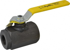 Apollo Valves 1" Pipe, Full Port, Cast Iron Standard Ball Valve 2 Piece, Inline - One Way Flow, FNPT x FNPT Ends, Lever Handle, 3,000 WOG 7210501A - 37011285