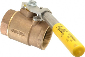 Apollo Valves 2" Pipe, Bronze Standard Ball Valve 2 Piece, Inline - One Way Flow, FNPT x FNPT Ends, Deadman Lever (Spring Return to Close) Handle, 600 WOG, 150 WSP 71-508-01 - 37010030