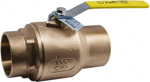 Apollo Valves Conbraco 1/2" Pipe, Standard Port, Lead Free Bronze Standard Ball Valve 2 Piece, Solder x Solder Ends, Lever Handle, 600 WOG, 150 WSP 70LF20301 - 62370135