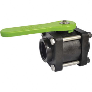 Green Leaf 1-1/4" Pipe, Full Port, Polypropylene Standard Ball Valve 3 Piece, Inline - One Way Flow, FNPT x FNPT Ends, Lever Handle, 150 WOG V 125 FP - 80254634 Green Leaf 1-1/4" Pipe, Full Port, Polypropylene Standard Ball Valve 3 Piece, Inline - One Way Flow, FNPT x FNPT Ends, Lever Handle, 150 WOG V 125 FP - 80254634