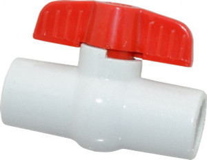 Legend Valve 1/2" Pipe, Full Port, PVC Miniature Ball Valve Inline - Two Way Flow, FNPT x FNPT Ends, Tee Handle, 150 WOG 201-303 - 36897734
