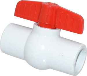 Legend Valve 3/4" Pipe, Full Port, PVC Miniature Ball Valve Inline - One Way Flow, Solvent x Solvent Ends, Tee Handle, 150 WOG 201-404 - 36897833