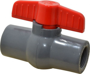 Legend Valve 3/4" Pipe, Full Port, PVC Miniature Ball Valve Inline - One Way Flow, FNPT x FNPT Ends, Tee Handle, 150 WOG 201-424 - 36897924