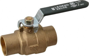 Legend Valve 1" Pipe, Full Port, Brass Full Port Ball Valve Bi-Directional, Sweat Ends, Quarter Turn Handle, 600 WOG, 150 WSP 101-085NL - 78045952