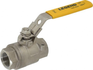 Legend Valve 3/4" Pipe, Full Port, Stainless Steel Standard Ball Valve 2 Piece, Inline - One Way Flow, FNPT x FNPT Ends, Locking Lever Handle, 1,000 WOG, 150 WSP 113-144 - 36897460