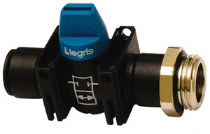 Legris 1/2" Pipe, Standard Port, Composite Miniature Ball Valve 1 Piece, Inline - Two Way Flow, MBSPP x Push-to-Connect Ends, Short Handle, 150 WOG 7911 12 21 - 82816844
