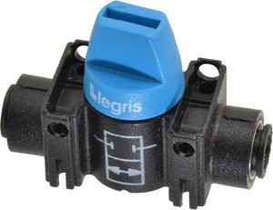 Legris 1/4" Pipe, Standard Port, Composite Miniature Ball Valve 1 Piece, Inline - Two Way Flow, Push-to-Connect x Push-to-Connect Ends, Short Handle, 150 WOG 7910 56 00 - 82816794