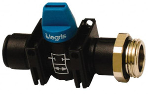 Legris 1/4" Pipe, Standard Port, Composite Miniature Ball Valve 1 Piece, Inline - Two Way Flow, MBSPP x Push-to-Connect Ends, Short Handle, 150 WOG 7911 08 13 - 82816828