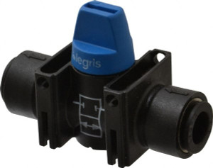 Legris 3/8" Pipe, Standard Port, Composite Miniature Ball Valve 1 Piece, Inline - Two Way Flow, Push-to-Connect x Push-to-Connect Ends, Short Handle, 150 WOG 7910 60 00 - 82816802