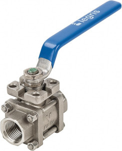 Legris 1" Pipe, Full Port, Stainless Steel Standard Ball Valve 3 Piece, Inline - One Way Flow, FBSPP x FBSPP Ends, Lever Handle, 435 WOG 4832 25 34 - 76043942