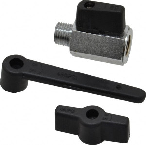 Midwest Control 1/4" Pipe, Full Port, Brass Miniature Ball Valve 1 Piece, Inline - Two Way Flow, MNPT x FNPT Ends, Wedge Handle, 450 WOG CMVP-25 - 89495212