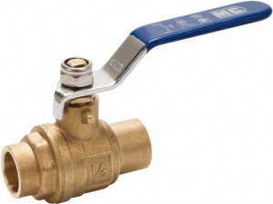 Midwest Control 1" Pipe, Full Port, Brass Full Port Ball Valve 2 Piece, C x C Ends, Vinyl Coated Metal Handle, 600 WOG, 150 WSP CCB-100NL - 62822093