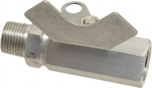 Midwest Control 3/8" Pipe, Reduced Port, Stainless Steel Miniature Ball Valve 2 Piece, Inline - Two Way Flow, MNPT x FNPT Ends, Butterfly Handle, 1,000 WOG, 150 WSP MSMF-33 - 89495113