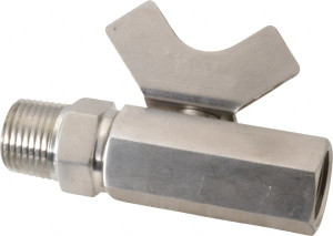 Midwest Control 1/2" Pipe, Reduced Port, Stainless Steel Miniature Ball Valve 2 Piece, Inline - Two Way Flow, MNPT x FNPT Ends, Butterfly Handle, 1,000 WOG, 150 WSP MSMF-50 - 89495121