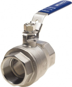 Milwaukee Valve 2" Pipe, Full Port, Stainless Steel Standard Ball Valve 2 Piece, Threaded (NPT) Ends, Locking Lever Handle, 1,000 WOG, 150 WSP BA260-200 - 46901757