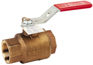 NIBCO 1-1/4" Pipe, Full Port, Bronze Standard Ball Valve 2 Piece, Inline - One Way Flow, FNPT x FNPT Ends, Lever Handle, 600 WOG, 150 WSP NL951HB - 64935174