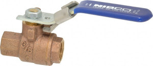 NIBCO 3/8" Pipe, Full Port, Bronze Standard Ball Valve 2 Piece, Inline - One Way Flow, FNPT x FNPT Ends, Locking Lever Handle, 600 WOG, 150 WSP NL950L5 - 63769772
