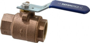 NIBCO 1" Pipe, Full Port, Bronze Standard Ball Valve 2 Piece, Inline - One Way Flow, FNPT x FNPT Ends, Lever Handle, 600 WOG, 150 WSP NL95H0A - 64935158