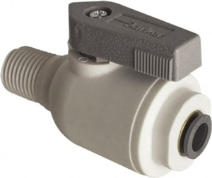 Parker Hannifin 1/2" Pipe, Full Port, Polypropylene Valve Male Connector Ball Valve Bi-Directional, MNPT x Push-to-Connect Ends, Wedge Handle, 150 WOG, FDA, NSF-51 & NSF-61 LFPP4VMC8 - 50595685
