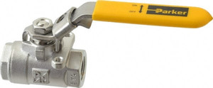 Parker Hannifin 3/8" Pipe, Full Port, Stainless Steel Standard Ball Valve 2 Piece, Inline - One Way Flow, FNPT x FNPT Ends, Padlock Handle, 2,000 WOG, 150 WSP XVP502SS-6 - 04479721