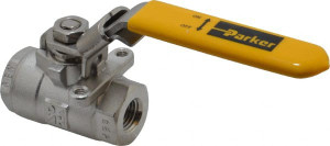 Parker Hannifin 1/4" Pipe, Full Port, Stainless Steel Standard Ball Valve 2 Piece, Inline - One Way Flow, FNPT x FNPT Ends, Padlock Handle, 2,000 WOG, 150 WSP XVP502SS-4 - 04479713