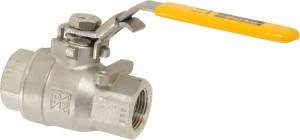 Parker Hannifin 3/4" Pipe, Full Port, Stainless Steel Standard Ball Valve 2 Piece, Inline - One Way Flow, FNPT x FNPT Ends, Padlock Handle, 2,000 WOG, 150 WSP XVP502SS-12 - 04479747