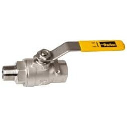 Parker Hannifin 3/4" Pipe, Full Port, Stainless Steel Standard Ball Valve 2 Piece, Inline - One Way Flow, MNPT x FNPT Ends, Lever Handle, 2,000 WOG, 150 WSP XV501SS-12 - 04479820