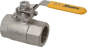 Sharpe Valves 1-1/2" Pipe, Standard Port, Stainless Steel Steam Service Ball Valve 1 Piece, Inline - One Way Flow, FNPT x FNPT Ends, Locking Lever Handle, 1,500 WOG, 250 WSP 4351012240 - 69013159
