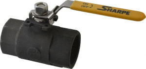 Sharpe Valves 2" Pipe, Standard Port, Carbon Steel Steam Service Ball Valve 1 Piece, Inline - One Way Flow, FNPT x FNPT Ends, Locking Lever Handle, 1,500 WOG, 250 WSP 4351011500 - 69013084 Sharpe Valves 2" Pipe, Standard Port, Carbon Steel Steam Service Ball Valve 1 Piece, Inline - One Way Flow, FNPT x FNPT Ends, Locking Lever Handle, 1,500 WOG, 250 WSP 4351011500 - 69013084