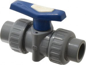 Simtech Process Systems 1/2" Pipe, Full Port, CPVC True Union Design Ball Valve Inline - Two Way Flow, FNPT x FNPT (with Socket Adapter) Ends, Tee Handle, 232 WOG TBB 301 1 005 - 31737182