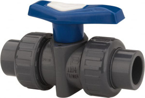 Simtech Process Systems 2-1/2" Pipe, Full Port, CPVC True Union Design Ball Valve Inline - Two Way Flow, FNPT x FNPT Ends, Tee Handle, 150 WOG TBB 301 4 025 - 31737240