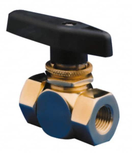 The Specialty Mfg. Co. 1/8" Pipe, Brass Standard Ball Valve Three Way, FNPT x FNPT x FNPT Ends, Wedge Handle, 400 WOG 3423290 - 09881459