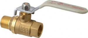 Value Collection 3/8" Pipe, Full Port, Brass Full Port Ball Valve Inline - Two Way Flow, MNPT x FNPT Ends, Lever Handle, 600 WOG, 150 WSP TXMN038 - 52763687